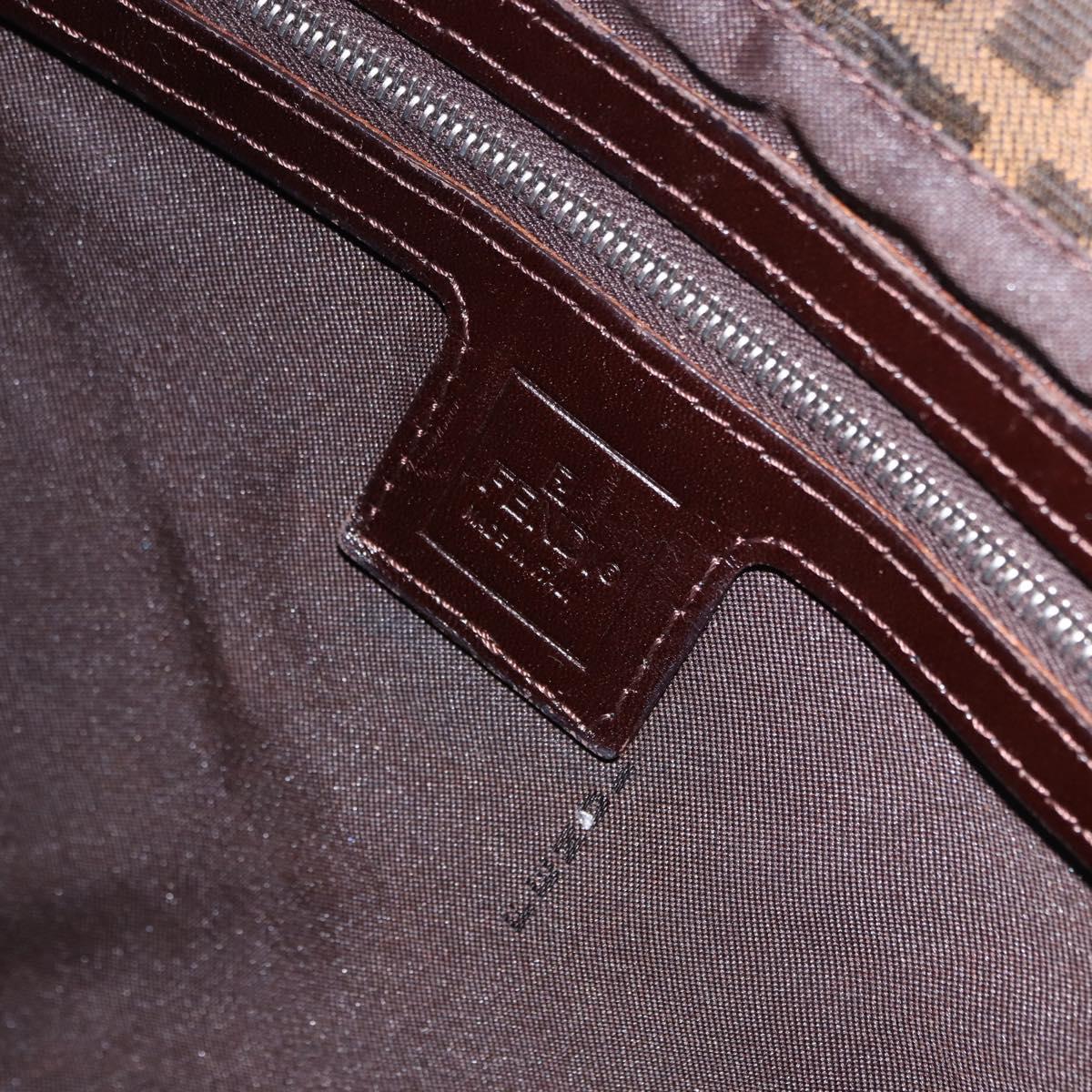 FENDI Zucca Canvas Mamma Baguette Shoulder Bag Brown Black Auth 200470V