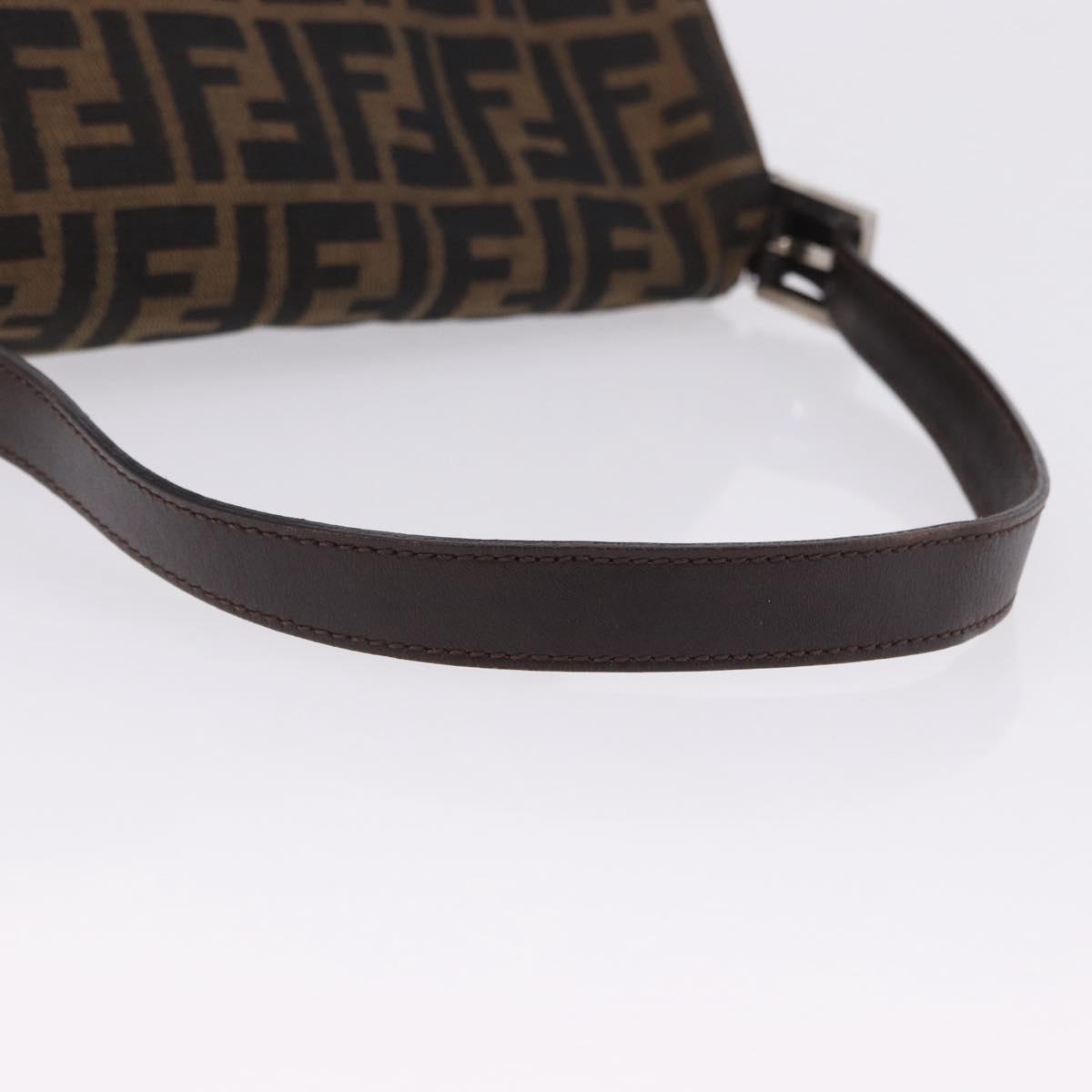 FENDI Zucca Canvas Mamma Baguette Shoulder Bag Brown Black Auth 200470V