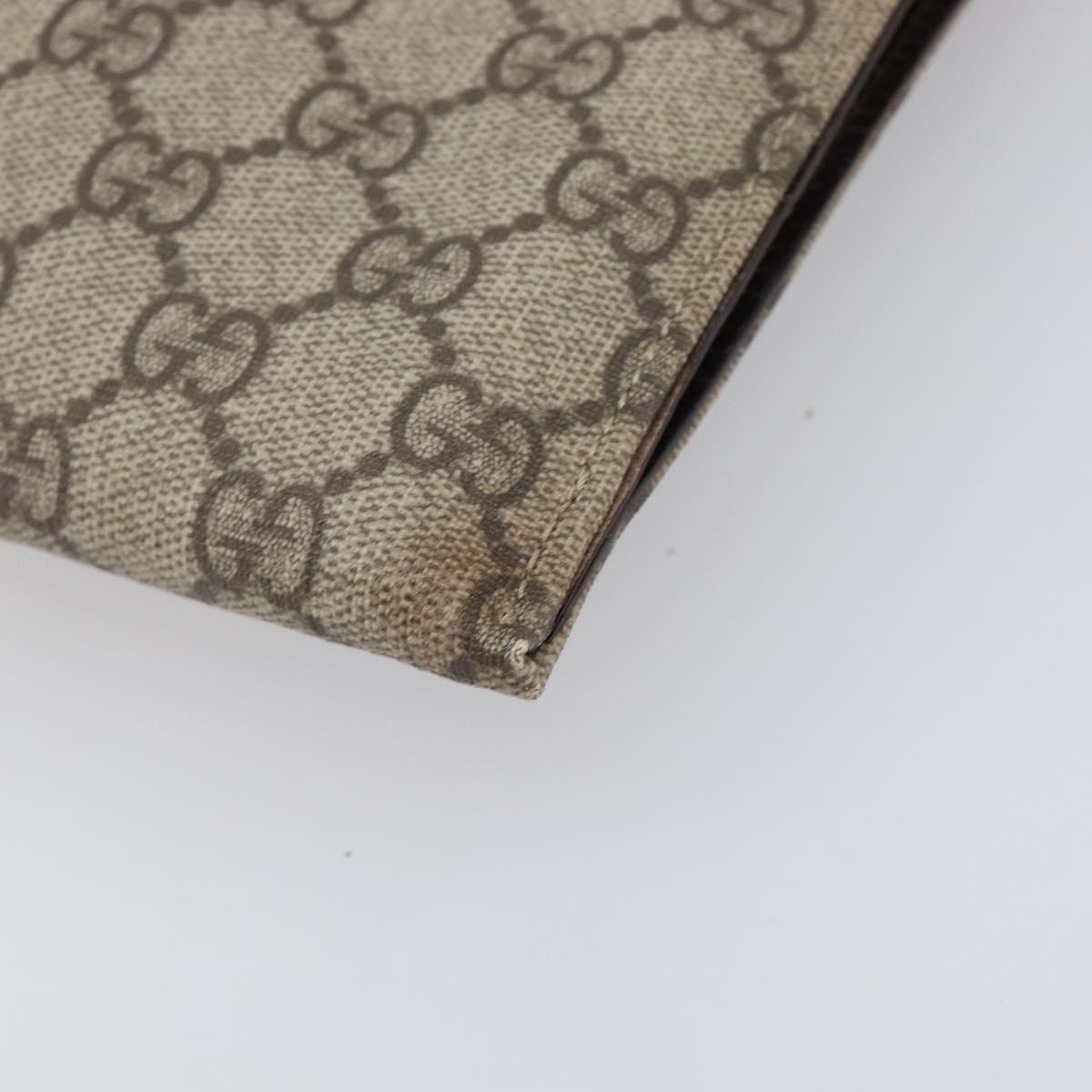 GUCCI GG Supreme Document Case Clutch Bag PVC Beige Silver 147629 Auth 200471V