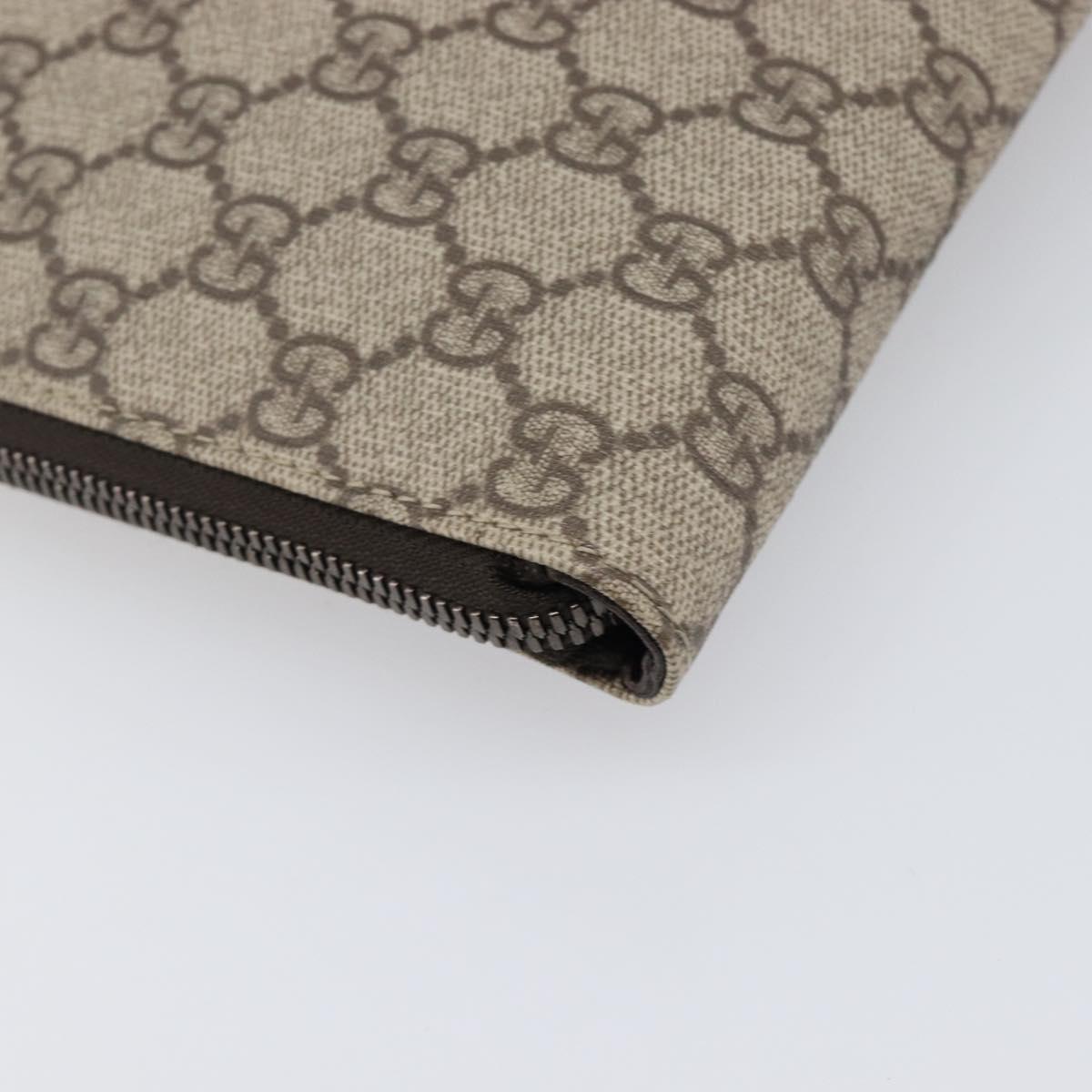 GUCCI GG Supreme Document Case Clutch Bag PVC Beige Silver 147629 Auth 200471V