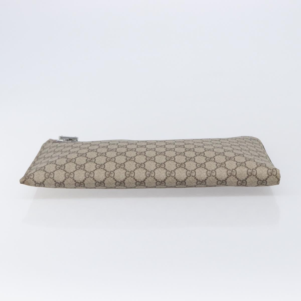 GUCCI GG Supreme Document Case Clutch Bag PVC Beige Silver 147629 Auth 200471V