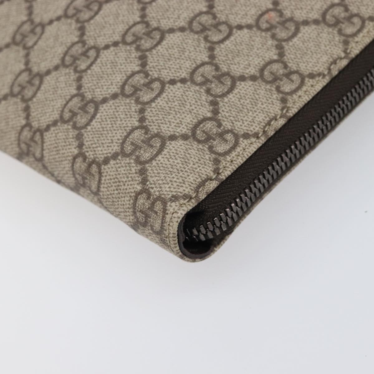 GUCCI GG Supreme Document Case Clutch Bag PVC Beige Silver 147629 Auth 200471V
