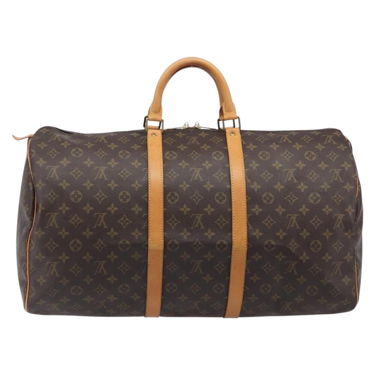 LOUIS VUITTON Monogram Keepall 55 Boston Bag M41424 LV Auth 200476V