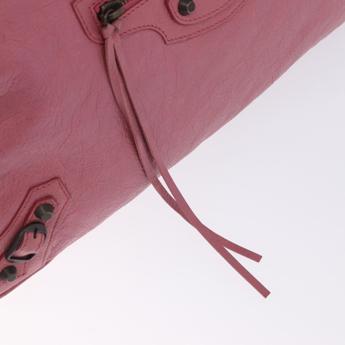 BALENCIAGA Clutch Bag Leather Pink Auth 200479M