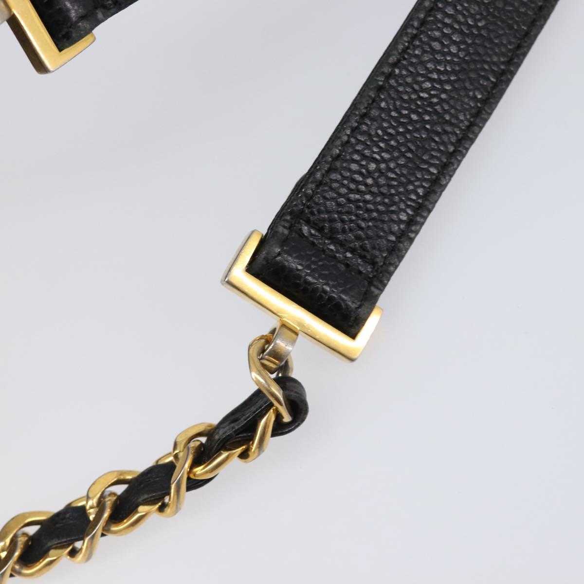 CHANEL Matelasse Backpack Caviar Skin Black Gold CC Auth 200481V