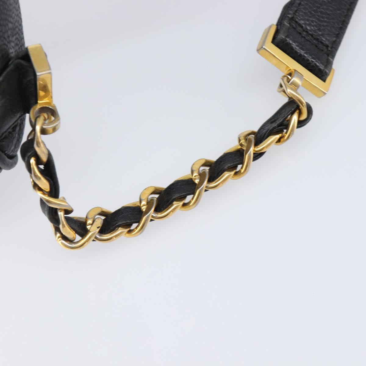 CHANEL Matelasse Backpack Caviar Skin Black Gold CC Auth 200481V