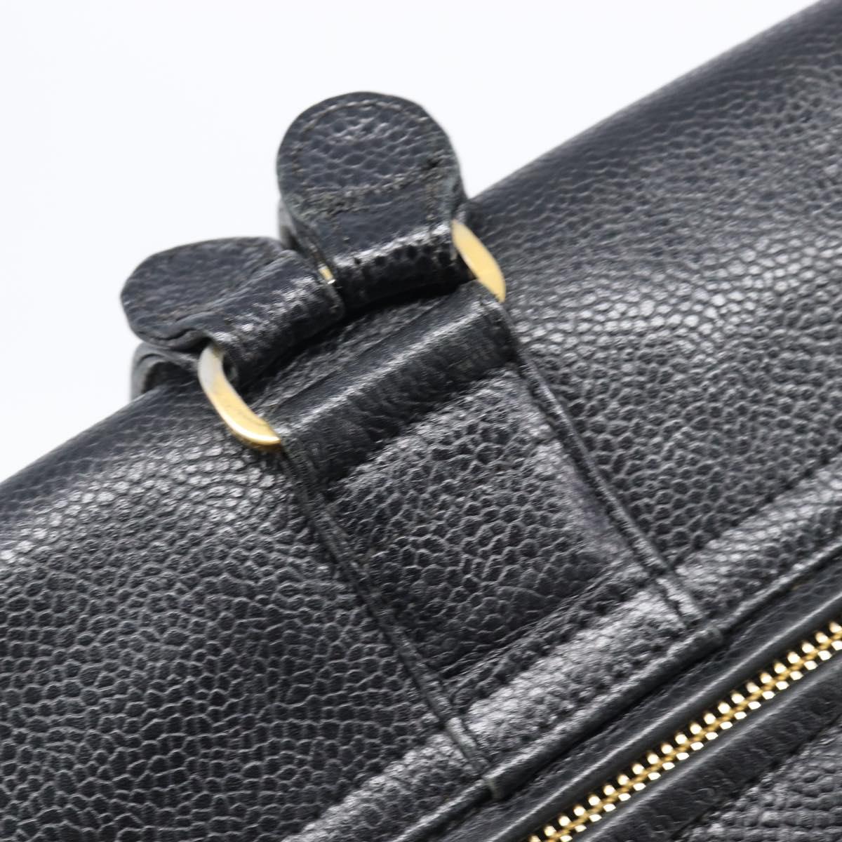 CHANEL Matelasse Backpack Caviar Skin Black Gold CC Auth 200481V