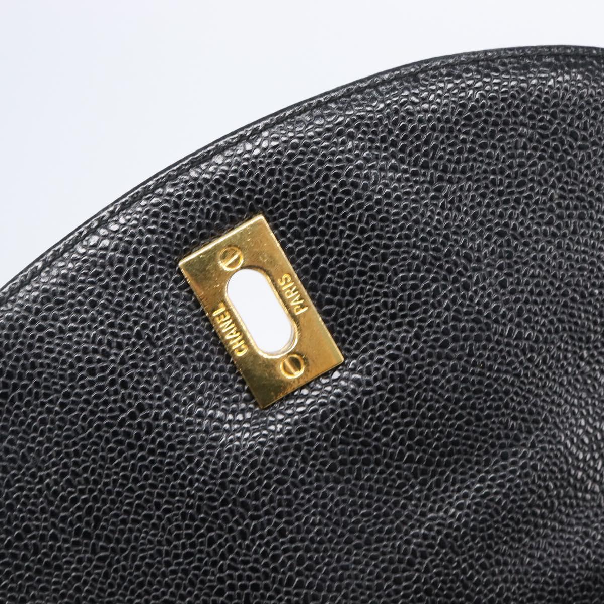 CHANEL Matelasse Backpack Caviar Skin Black Gold CC Auth 200481V