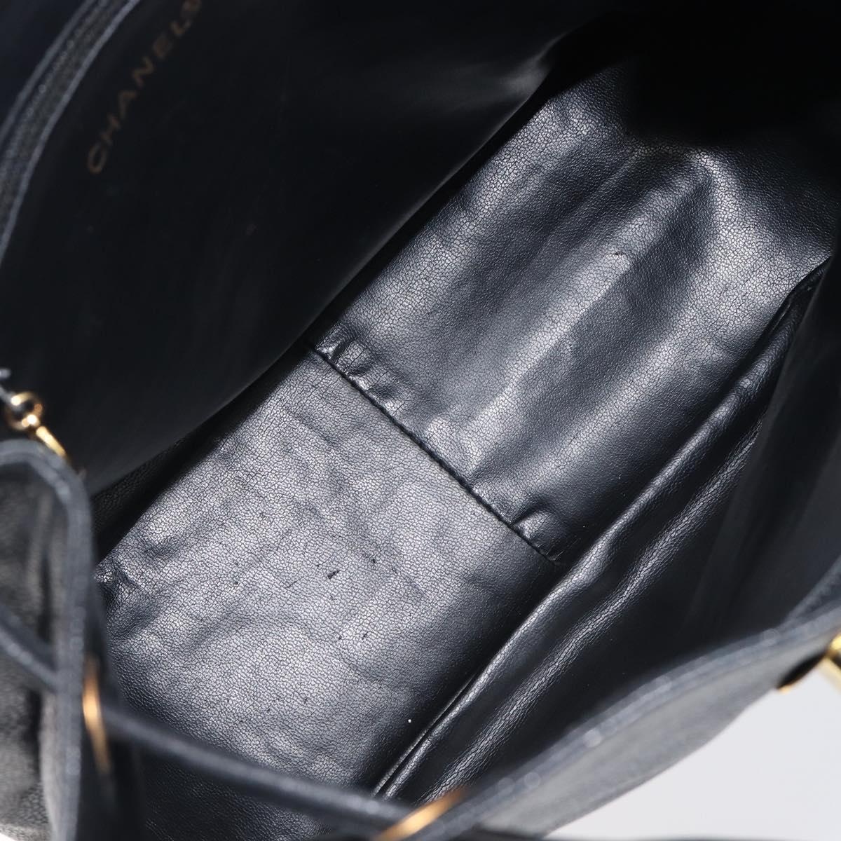 CHANEL Matelasse Backpack Caviar Skin Black Gold CC Auth 200481V