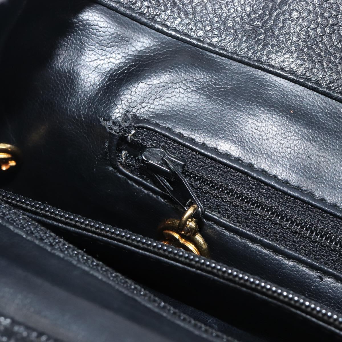CHANEL Matelasse Backpack Caviar Skin Black Gold CC Auth 200481V