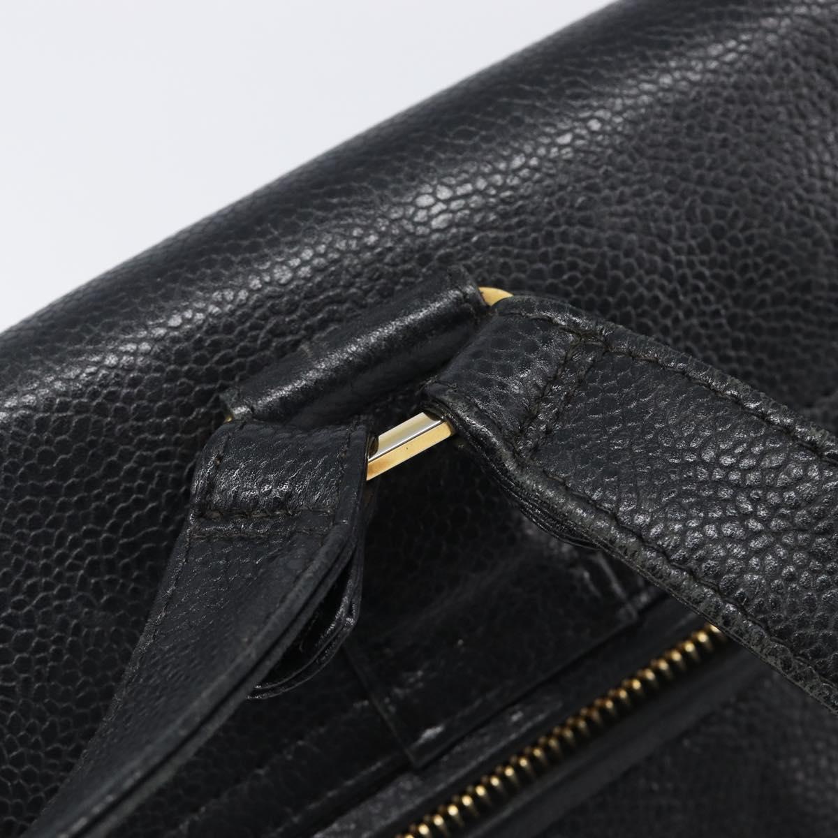 CHANEL Matelasse Backpack Caviar Skin Black Gold CC Auth 200481V