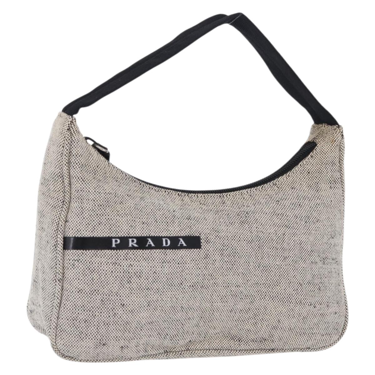 PRADA Hand Pouch Hand Bag Canvas Gray Auth 200483A
