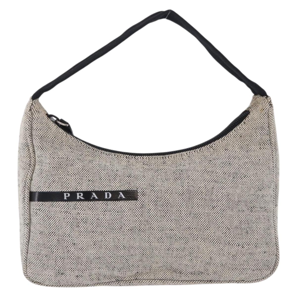 PRADA Hand Pouch Hand Bag Canvas Gray Auth 200483A