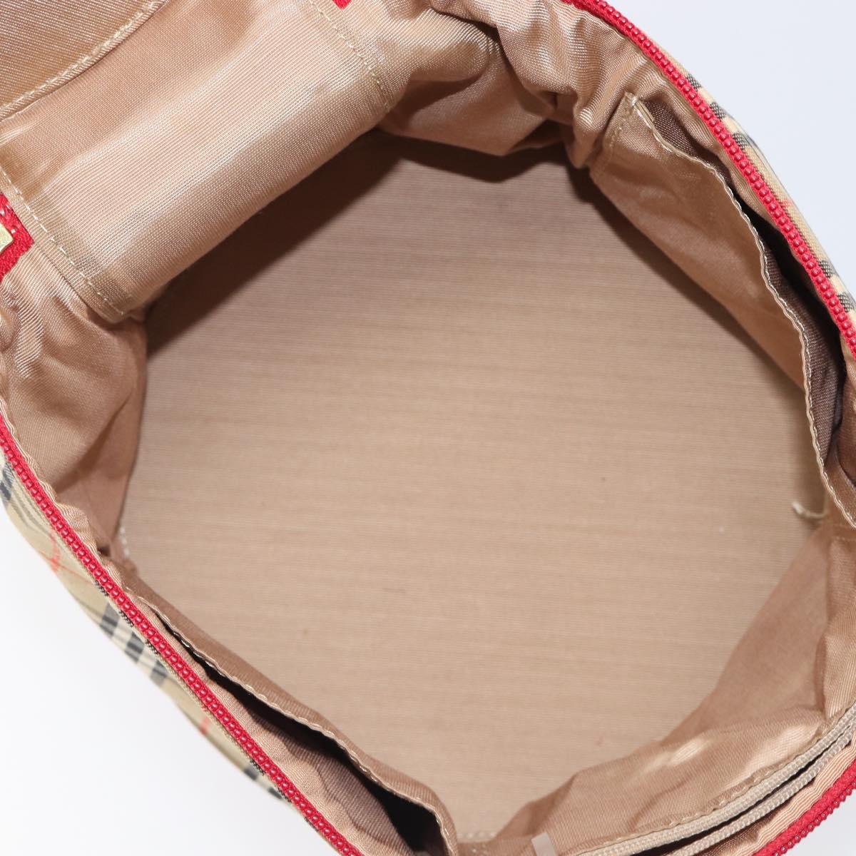 Burberrys Nova Check Vanity Hand Bag Canvas Beige Gold Auth 200484A