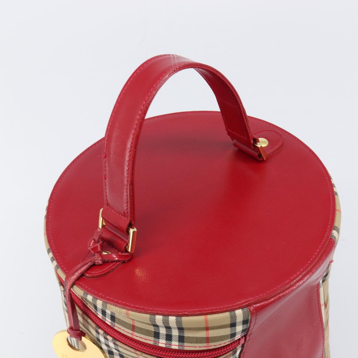 Burberrys Nova Check Vanity Hand Bag Canvas Beige Gold Auth 200484A