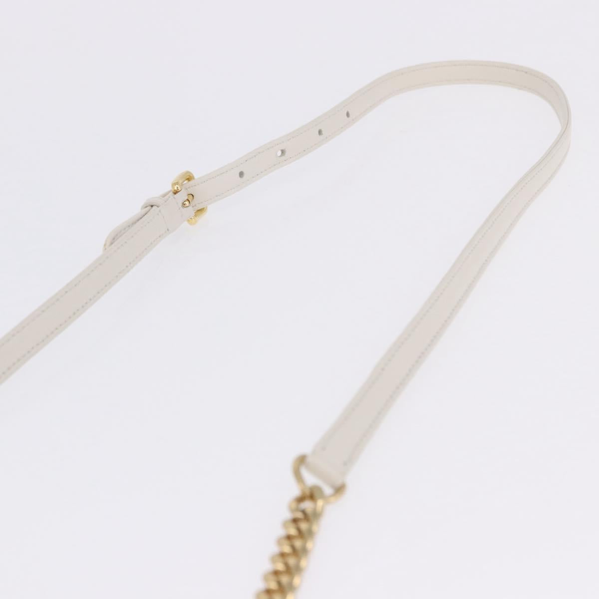 PRADA Gathered Chain Shoulder Bag Leather White Gold Auth 200485V