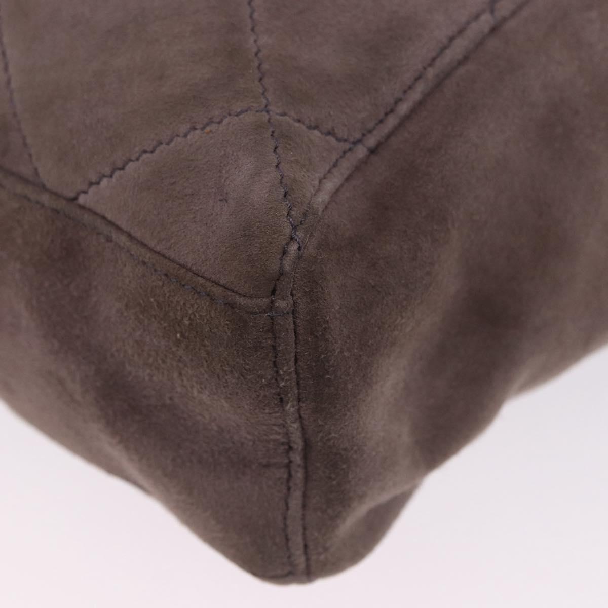 PRADA Chain Shoulder Bag Suede Gray Gold Auth 200488