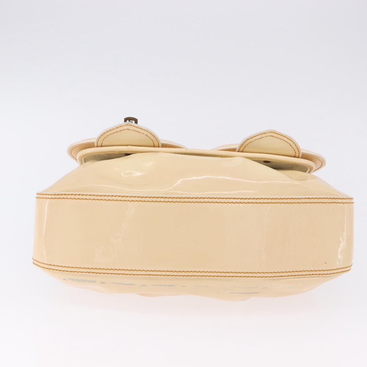 FENDI Hand Bag Patent leather Ivory Auth 200489