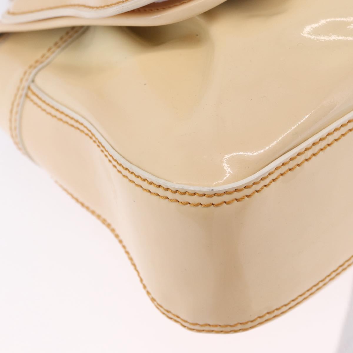 FENDI Hand Bag Patent leather Ivory Auth 200489