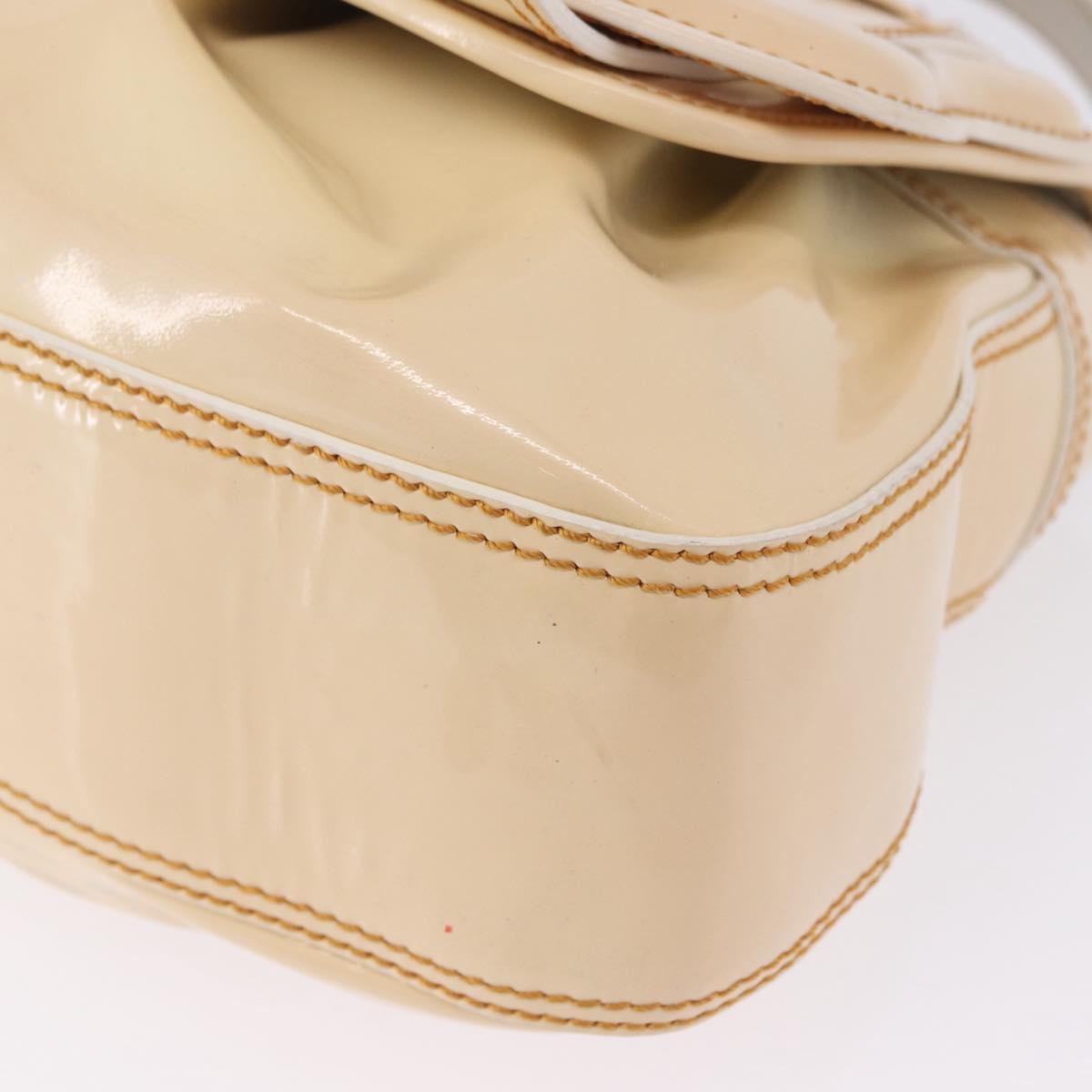 FENDI Hand Bag Patent leather Ivory Auth 200489