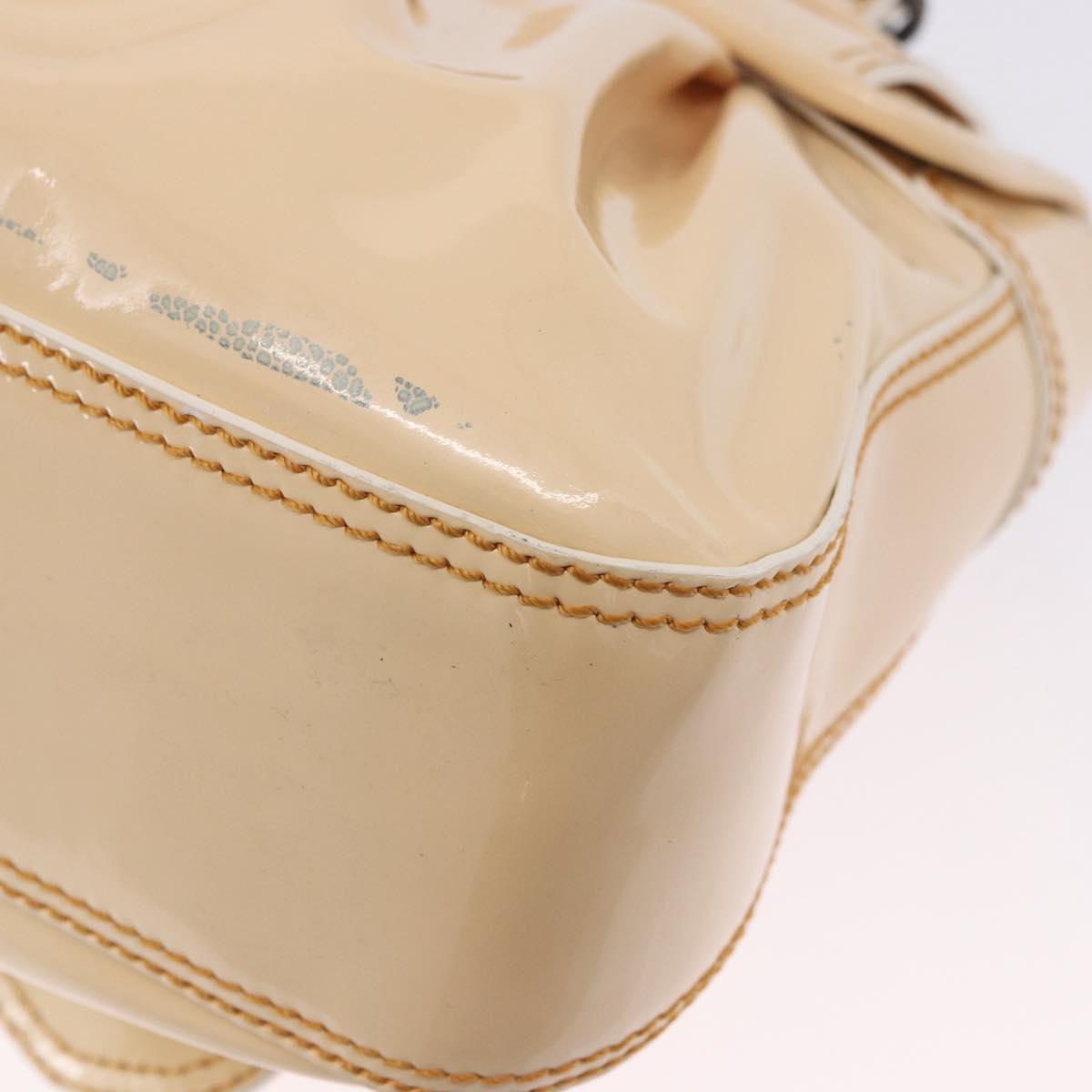 FENDI Hand Bag Patent leather Ivory Auth 200489