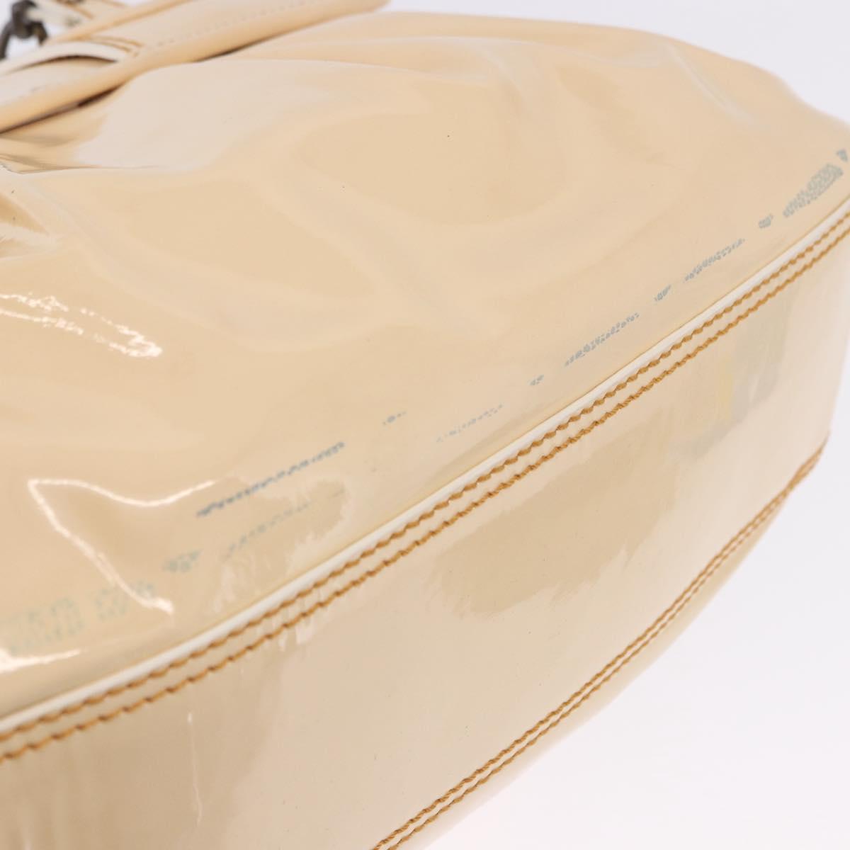 FENDI Hand Bag Patent leather Ivory Auth 200489