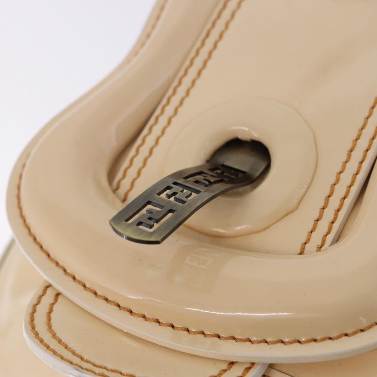 FENDI Hand Bag Patent leather Ivory Auth 200489