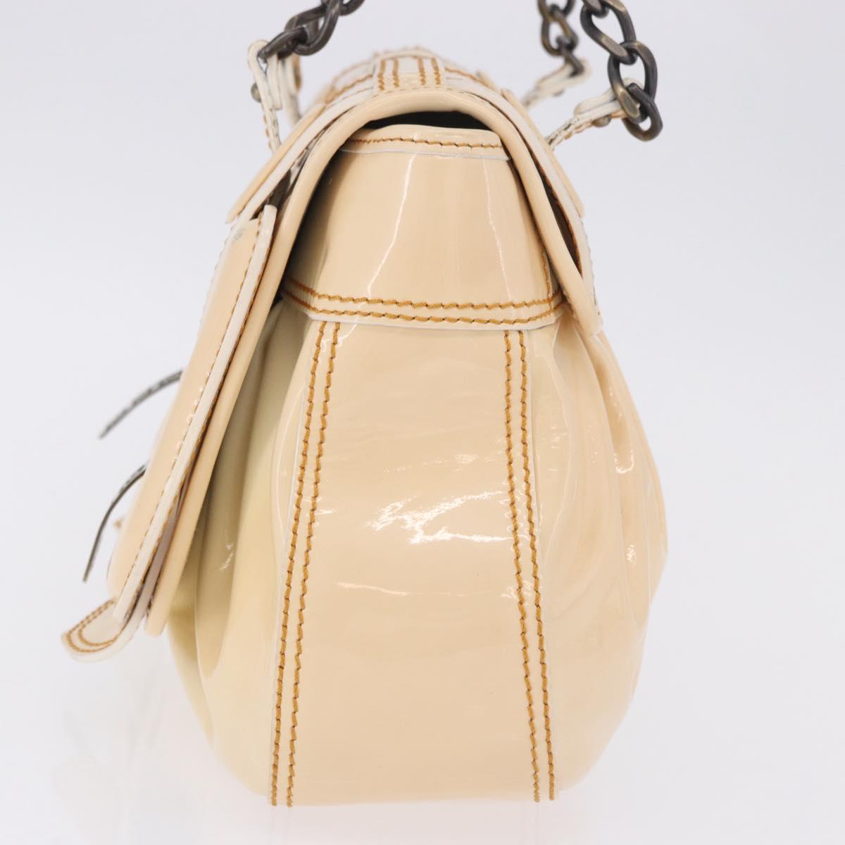 FENDI Hand Bag Patent leather Ivory Auth 200489