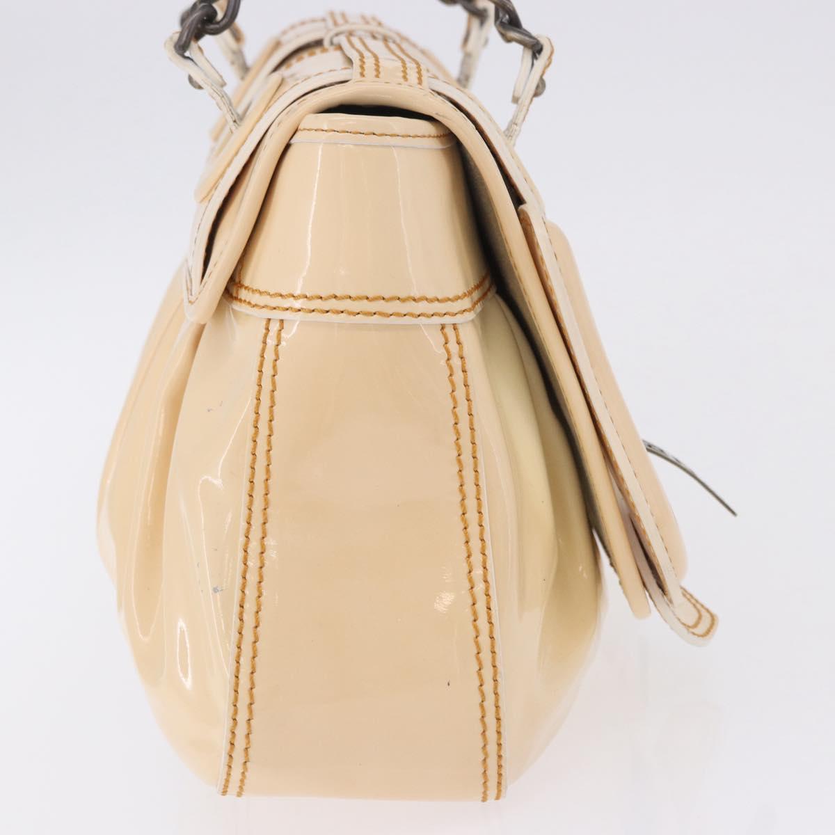 FENDI Hand Bag Patent leather Ivory Auth 200489