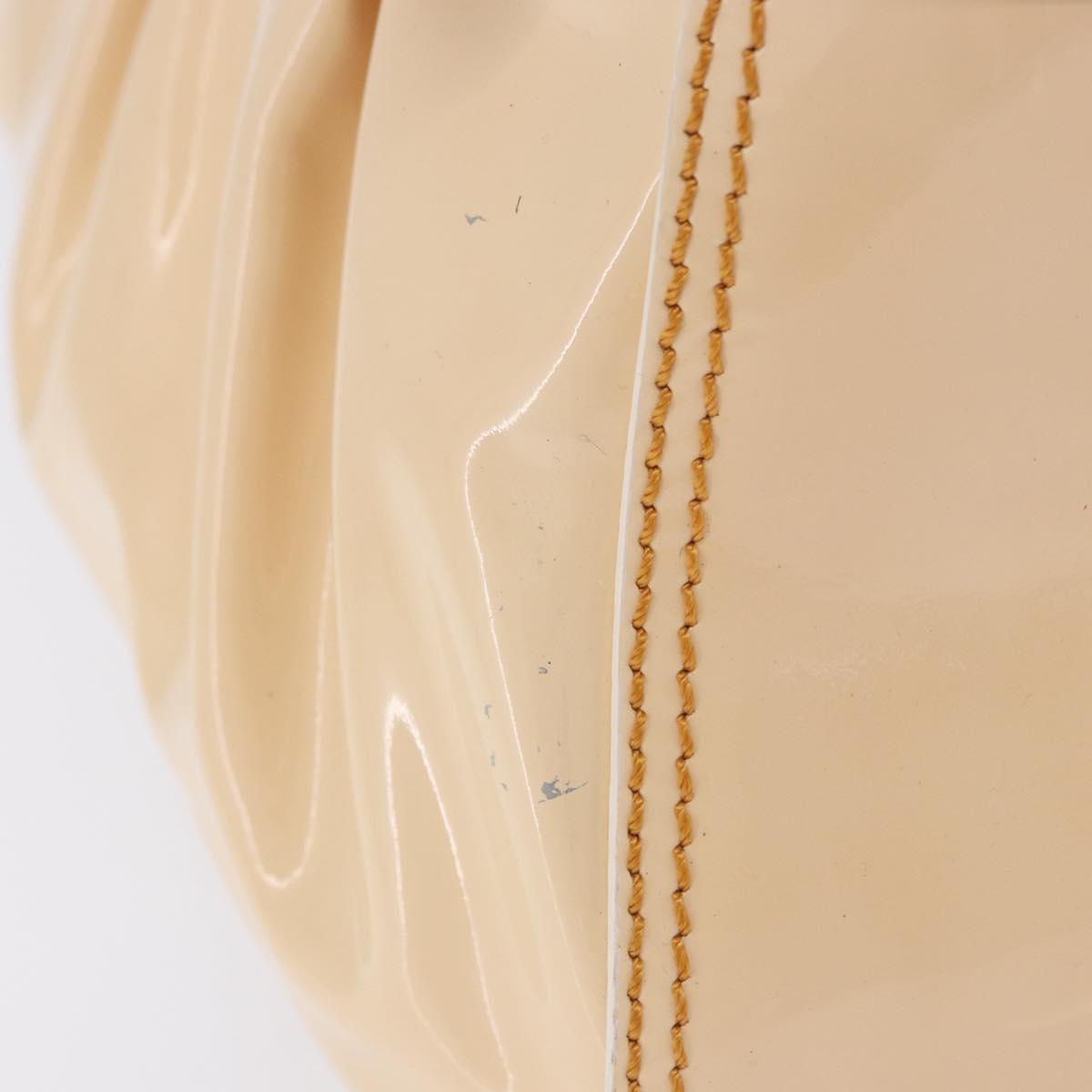 FENDI Hand Bag Patent leather Ivory Auth 200489