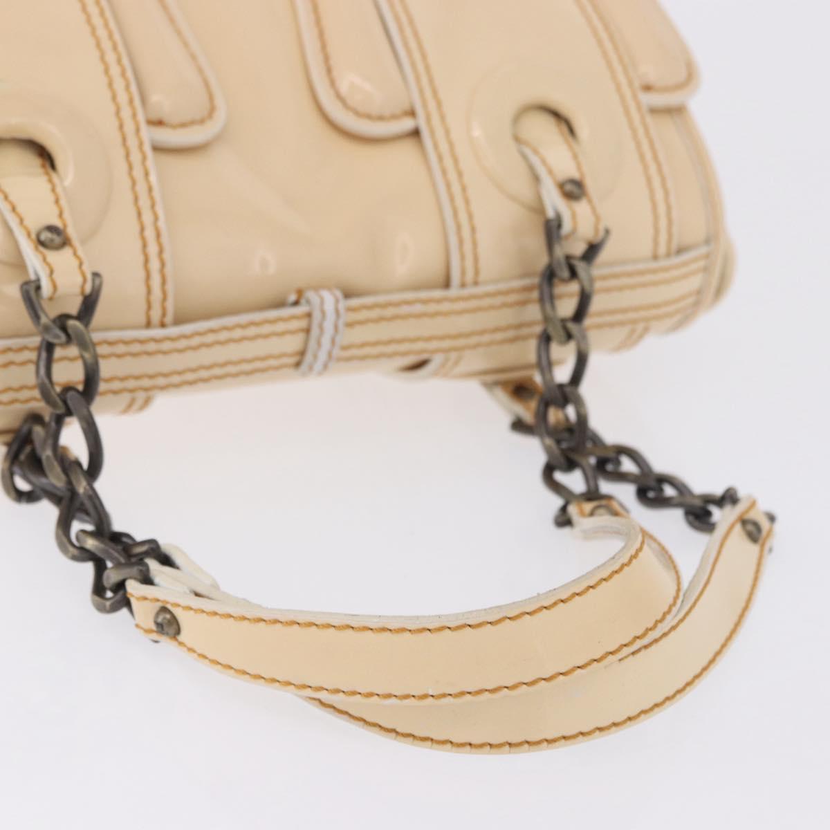 FENDI Hand Bag Patent leather Ivory Auth 200489