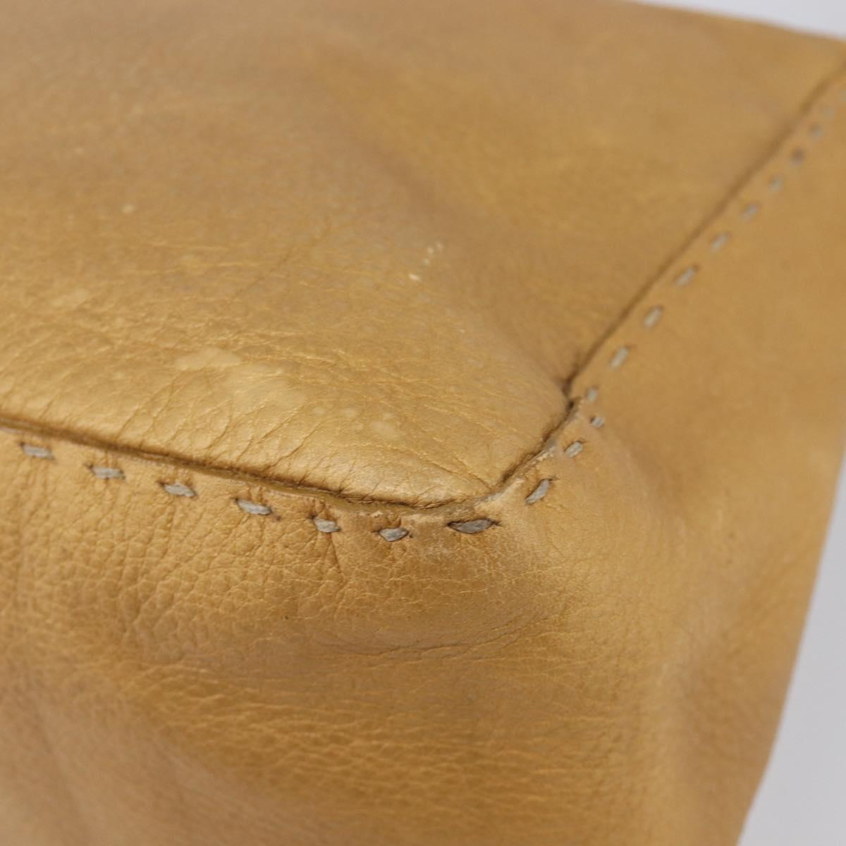 FENDI Selleria Mamma Baguette Shoulder Bag Leather Brown Gold Auth 200491A