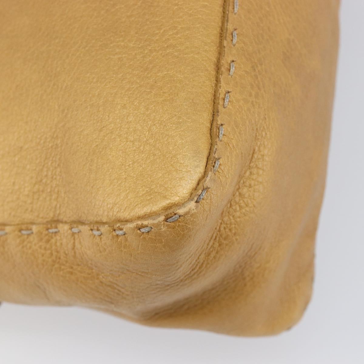 FENDI Selleria Mamma Baguette Shoulder Bag Leather Brown Gold Auth 200491A
