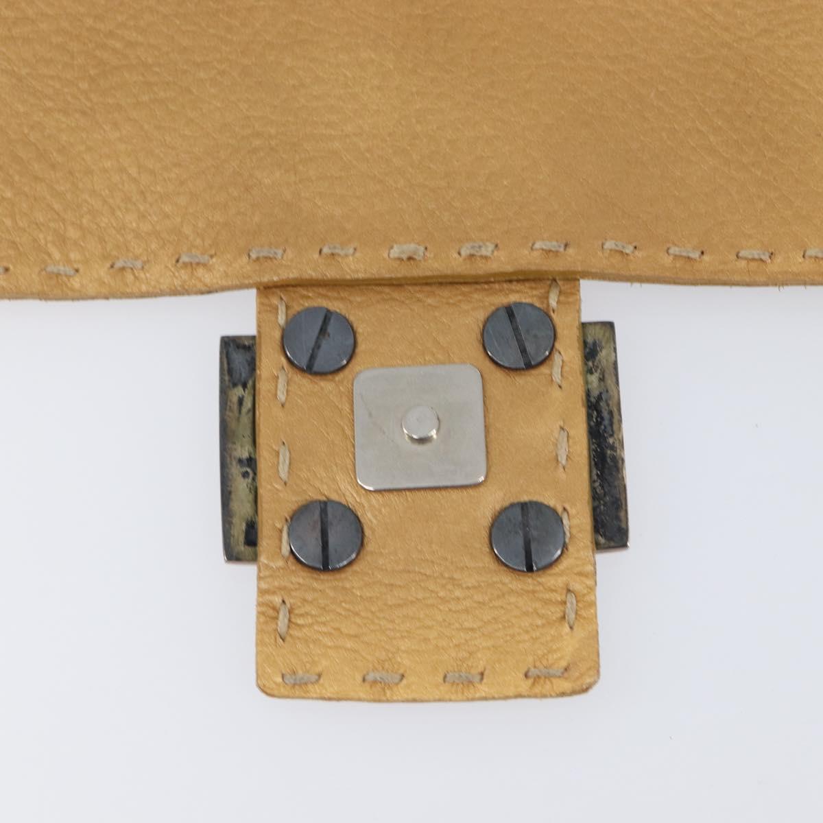 FENDI Selleria Mamma Baguette Shoulder Bag Leather Brown Gold Auth 200491A