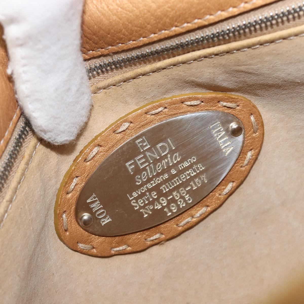 FENDI Selleria Mamma Baguette Shoulder Bag Leather Brown Gold Auth 200491A