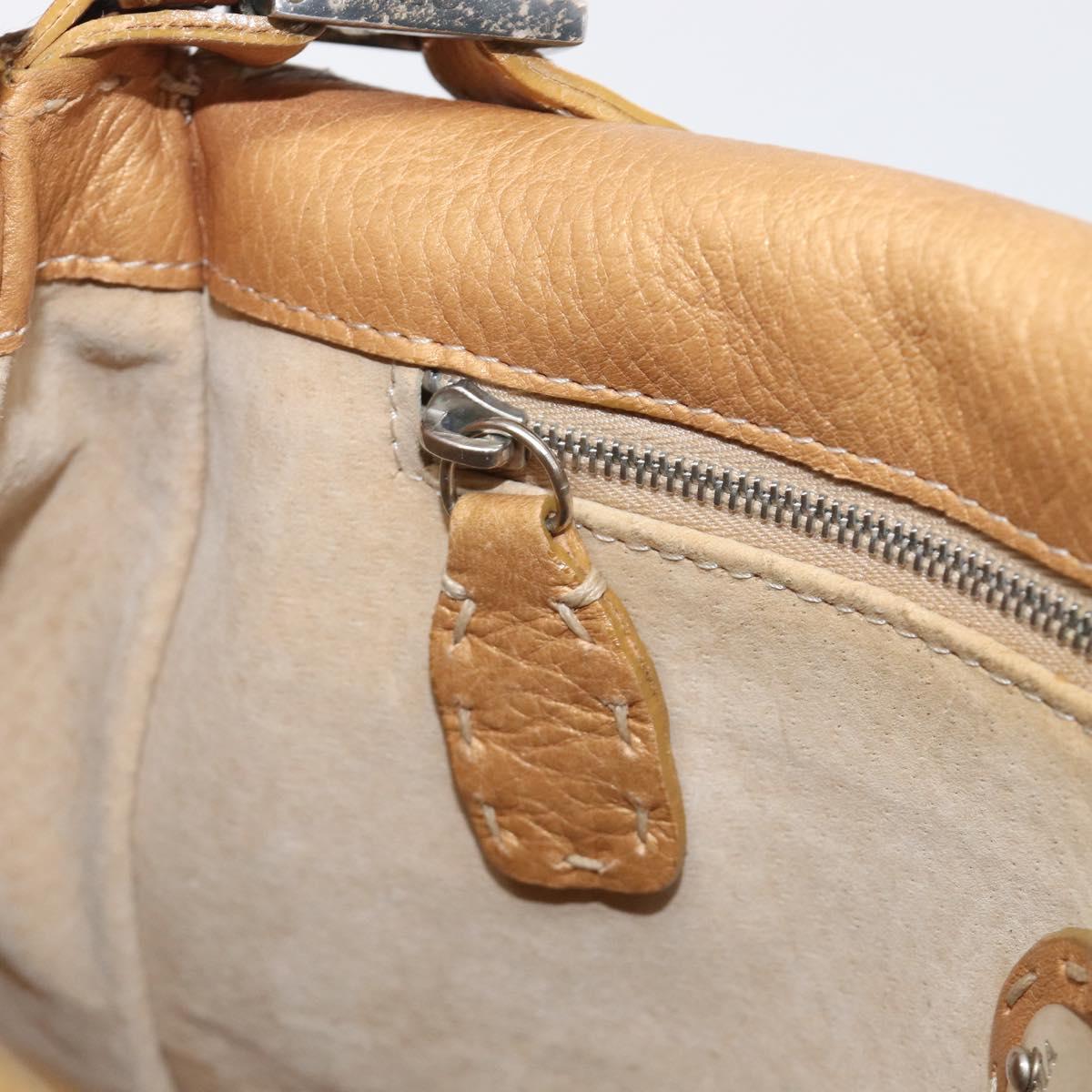 FENDI Selleria Mamma Baguette Shoulder Bag Leather Brown Gold Auth 200491A