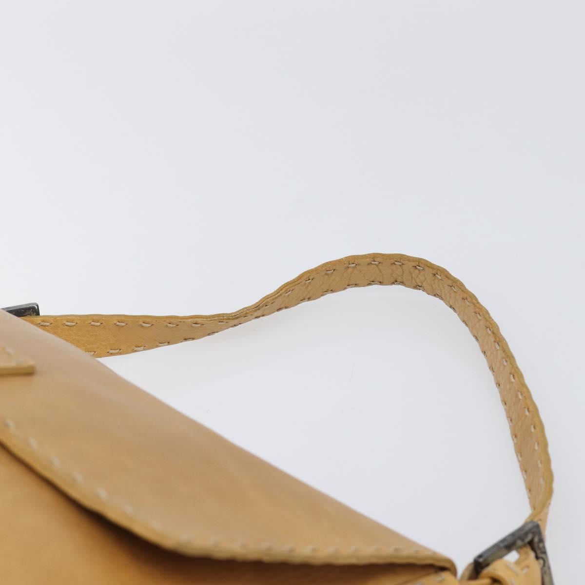 FENDI Selleria Mamma Baguette Shoulder Bag Leather Brown Gold Auth 200491A