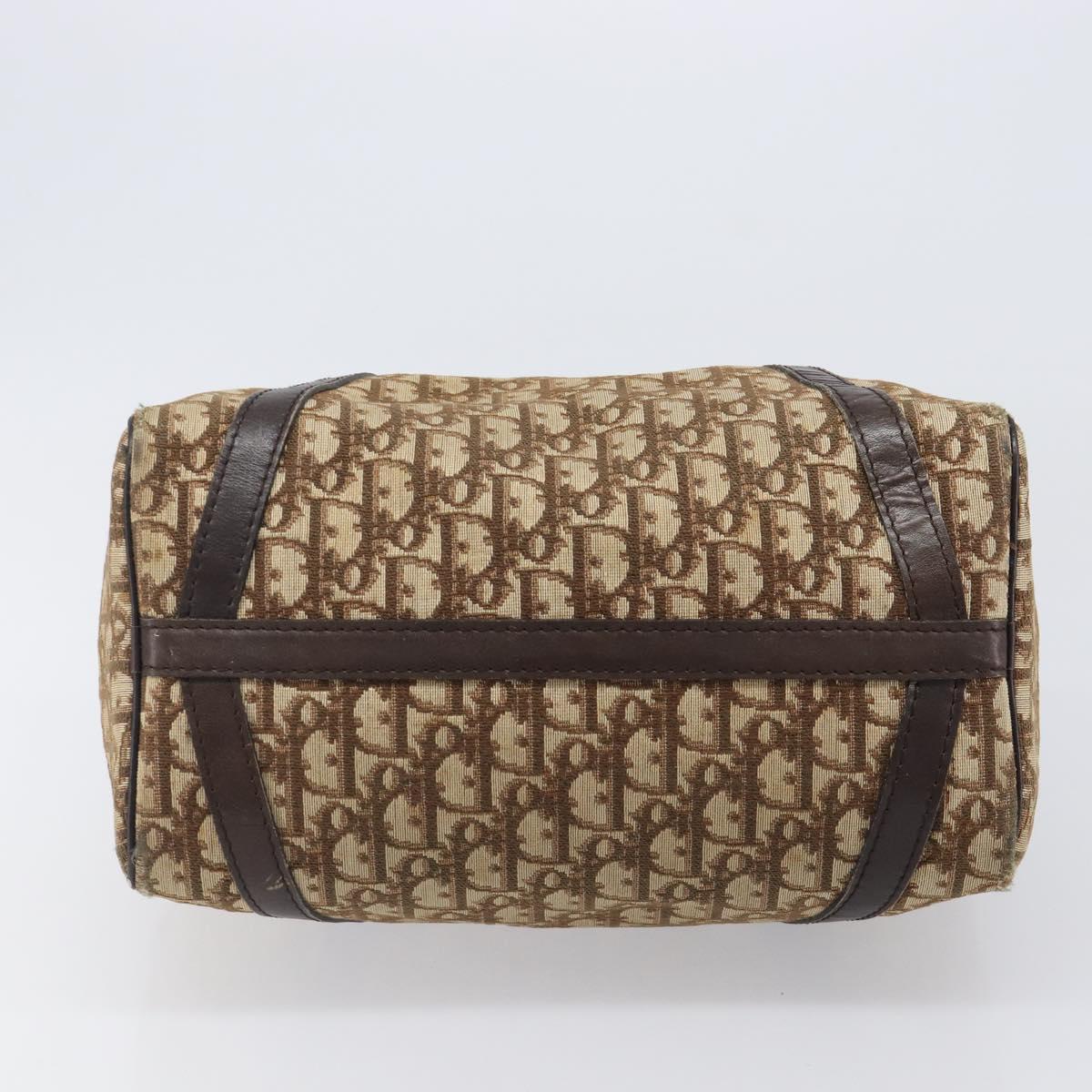Christian Dior Trotter Canvas Boston Bag Beige Gold Auth 200492