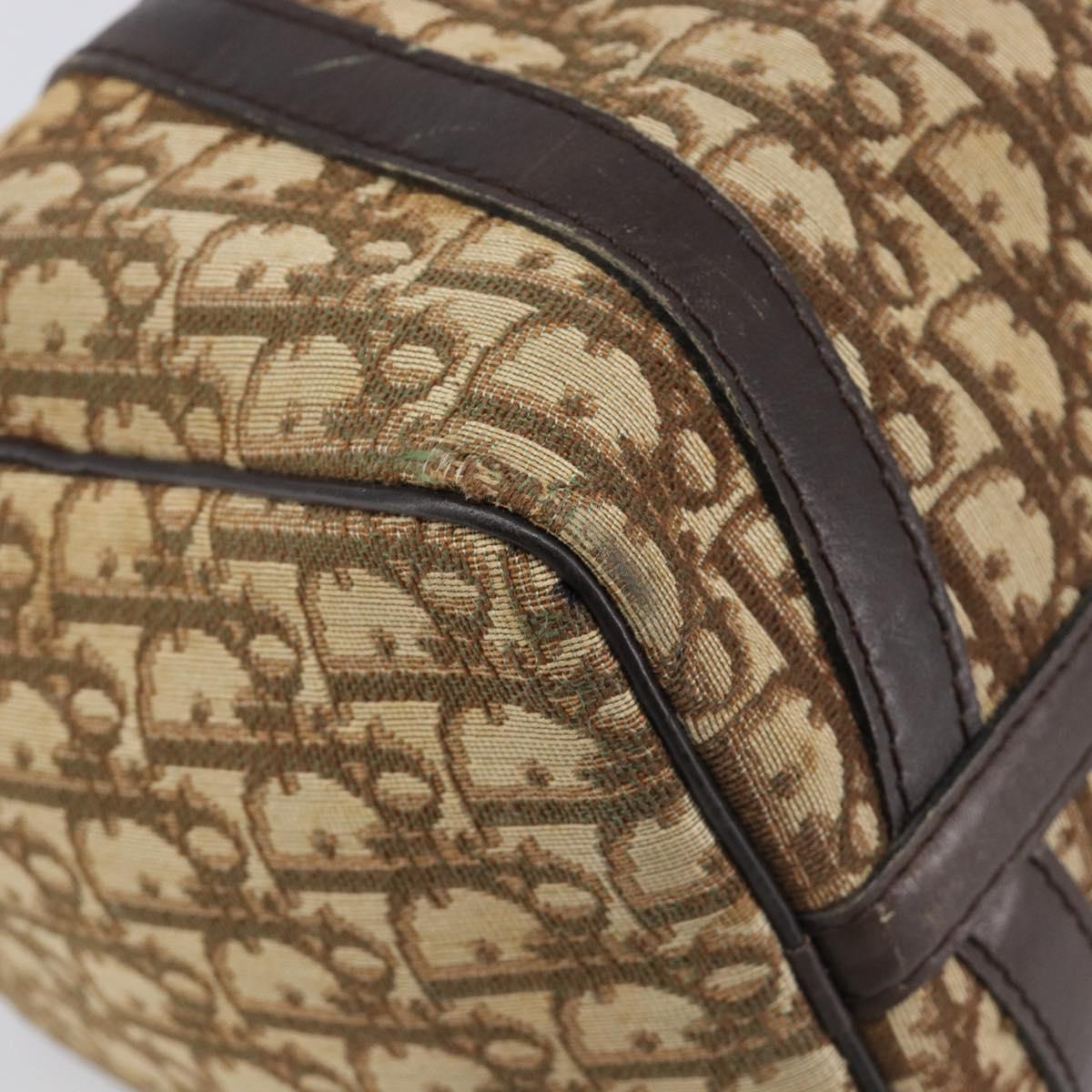 Christian Dior Trotter Canvas Boston Bag Beige Gold Auth 200492