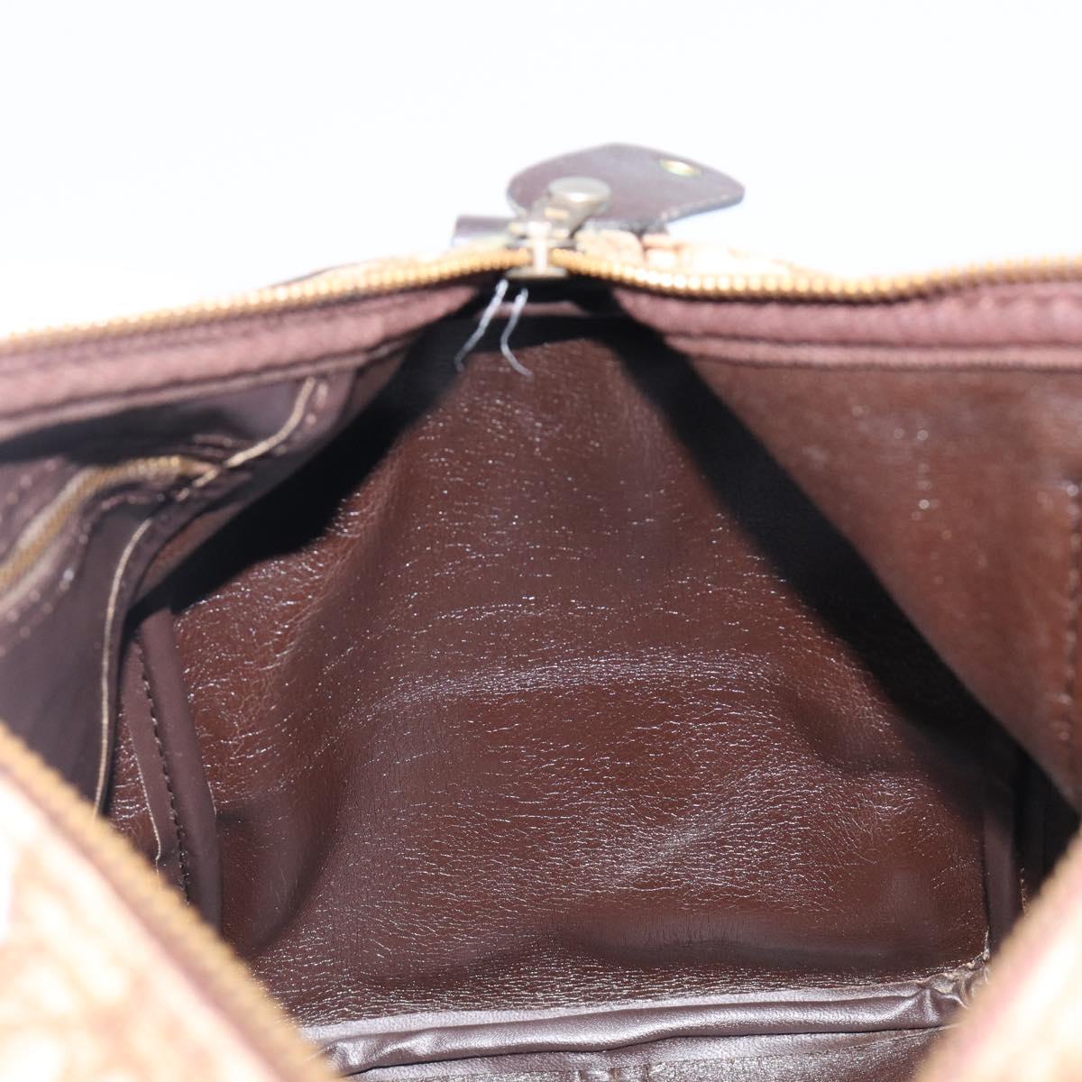 Christian Dior Trotter Canvas Boston Bag Beige Gold Auth 200492