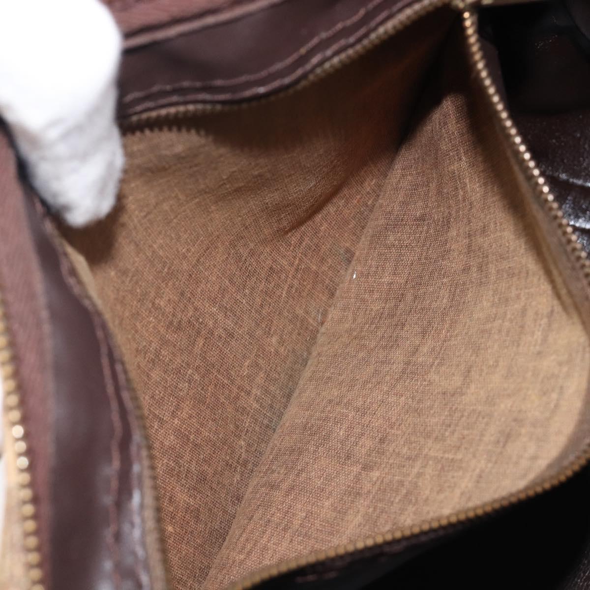 Christian Dior Trotter Canvas Boston Bag Beige Gold Auth 200492