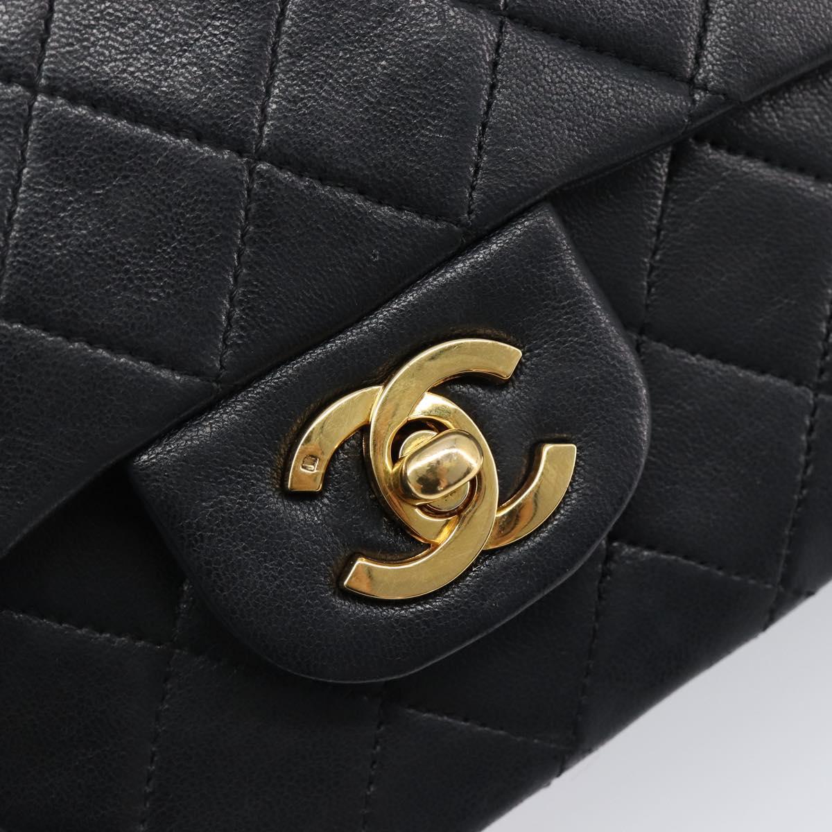 CHANEL Chain Matelasse 23 Shoulder Bag Lamb Skin Black Gold CC Auth 200493SAM