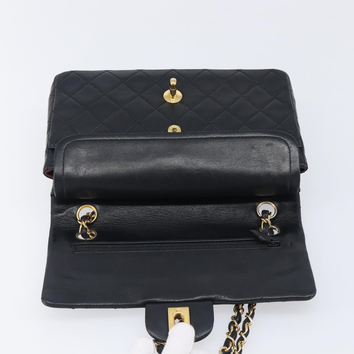 CHANEL Chain Matelasse 23 Shoulder Bag Lamb Skin Black Gold CC Auth 200493SAM