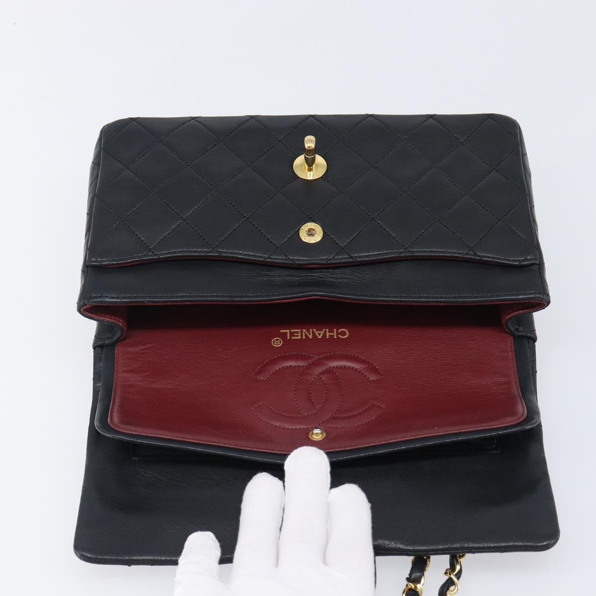 CHANEL Chain Matelasse 23 Shoulder Bag Lamb Skin Black Gold CC Auth 200493SAM