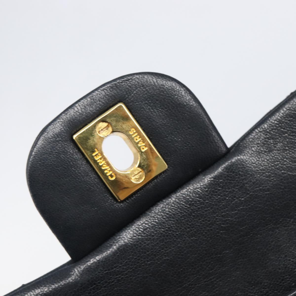 CHANEL Chain Matelasse 23 Shoulder Bag Lamb Skin Black Gold CC Auth 200493SAM