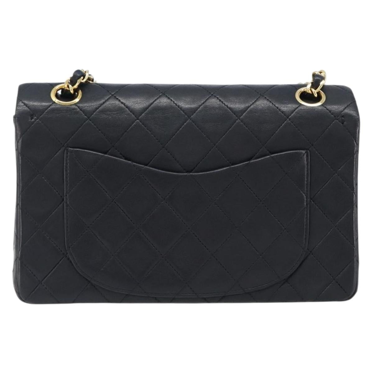 CHANEL Chain Matelasse 23 Shoulder Bag Lamb Skin Black Gold CC Auth 200493SAM