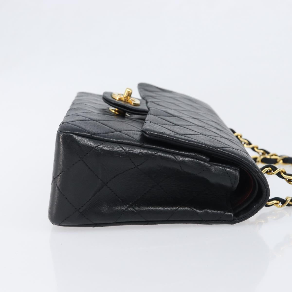 CHANEL Chain Matelasse 23 Shoulder Bag Lamb Skin Black Gold CC Auth 200493SAM