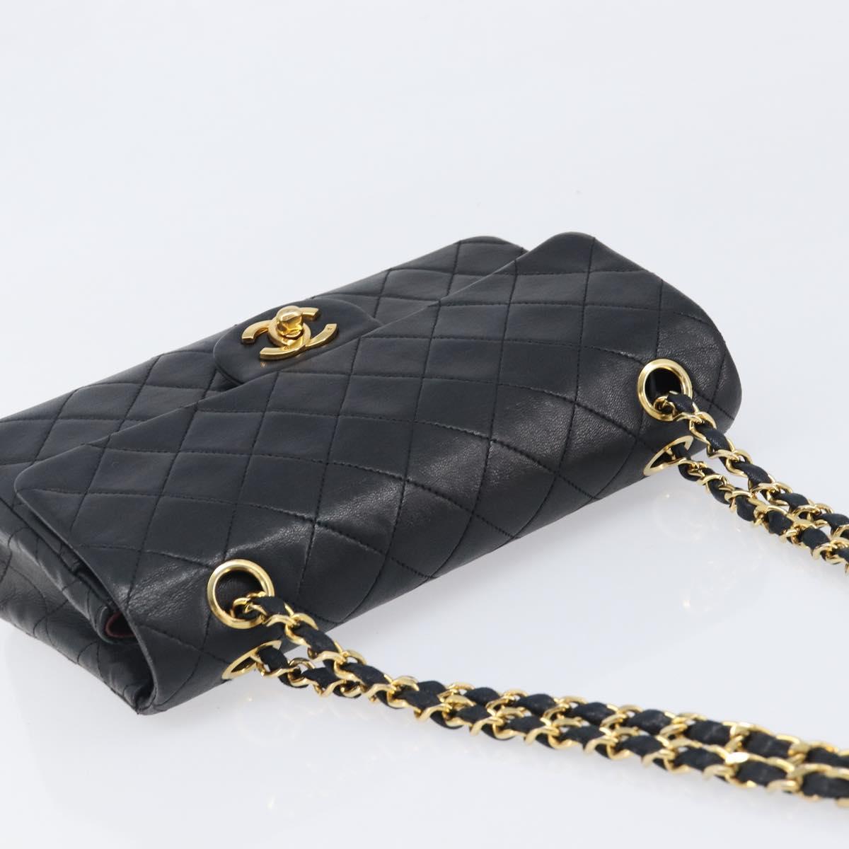 CHANEL Chain Matelasse 23 Shoulder Bag Lamb Skin Black Gold CC Auth 200493SAM