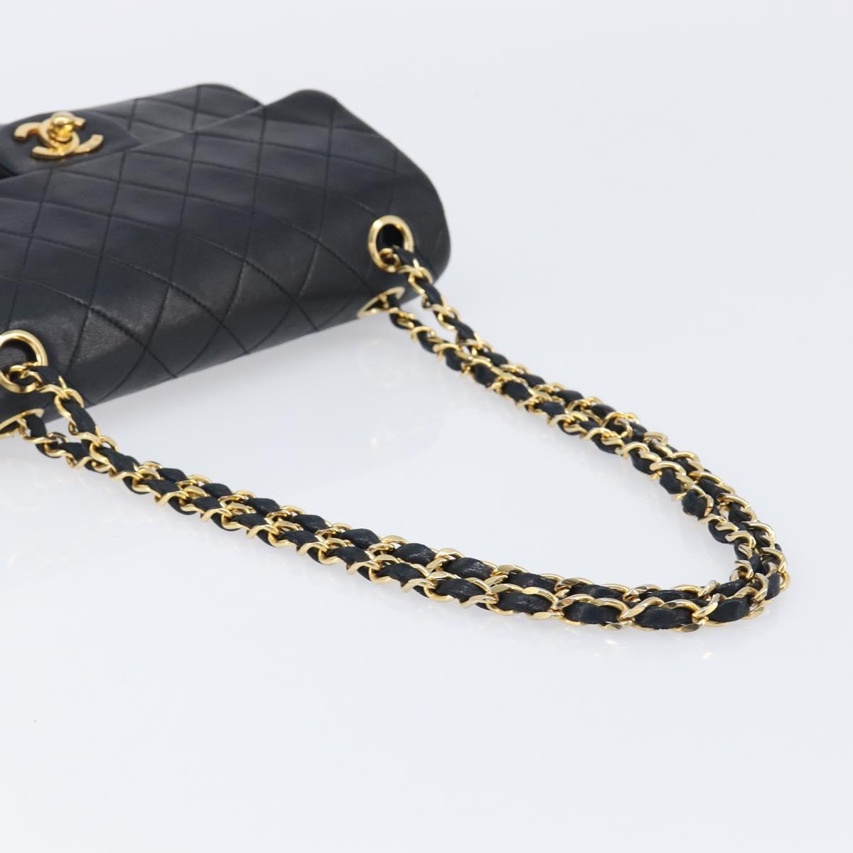 CHANEL Chain Matelasse 23 Shoulder Bag Lamb Skin Black Gold CC Auth 200493SAM