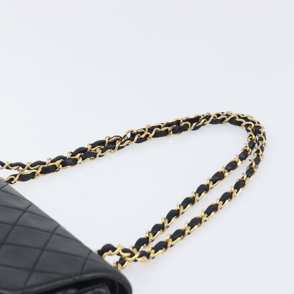 CHANEL Chain Matelasse 23 Shoulder Bag Lamb Skin Black Gold CC Auth 200493SAM